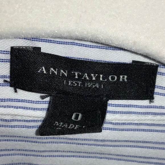 Ann Taylor button front striped blouse Sz 0 long sleeve - Picture 4 of 7